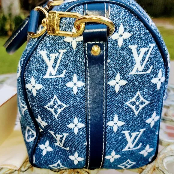 ❌❌ SOLD ❌❌ Monogram Jacquard Denim 25 Speedy Bandouliere Navy Blue - **RARE** - Picture 6 of 16